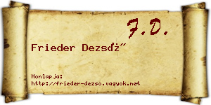 Frieder Dezső névjegykártya